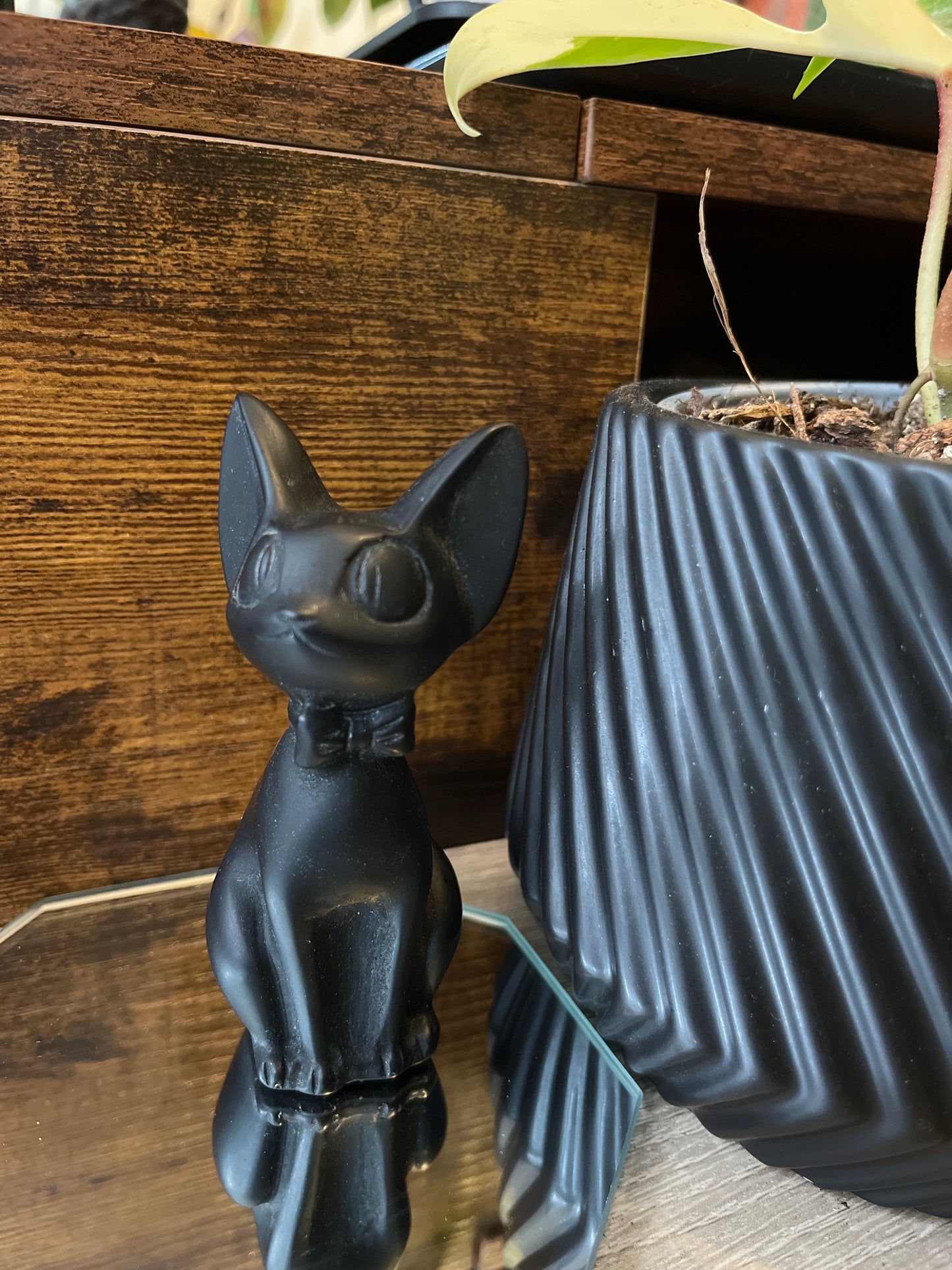 Black Obsidian Cat with Bowtie